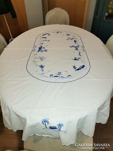 Chinese hand-embroidered oval tablecloth, tablecloth 188x137cm negotiable!!!!