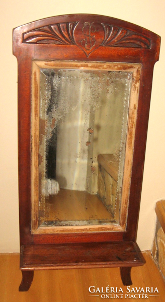 Beautiful antique Art Nouveau mirror with shelf