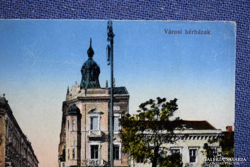 Debrecen. City tenements - colored litho postcard 1916