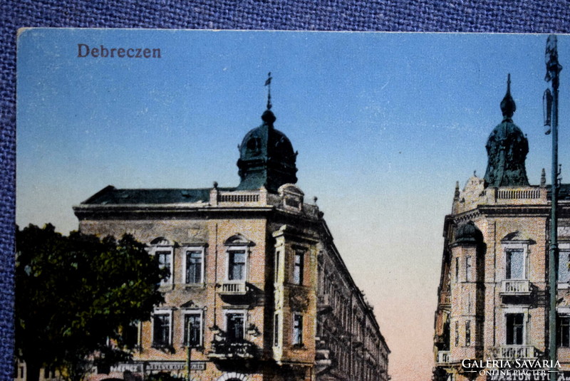 Debrecen. City tenements - colored litho postcard 1916