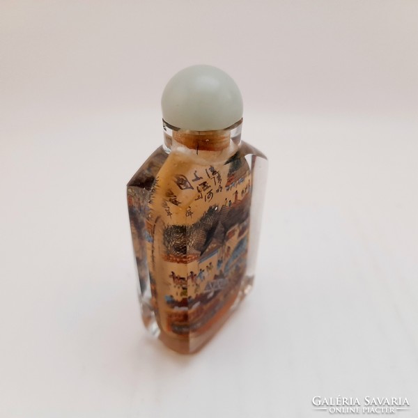 Old Far Eastern perfume bottle painted on the inside
