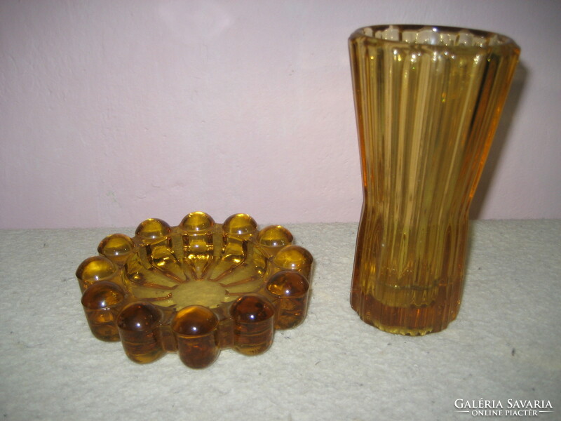 Cseh Sklo Union Rosice üveg hamutartó és váza