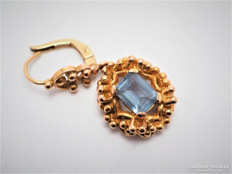 14K gold earrings with aquamarine