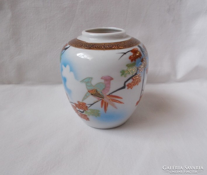 Oriental, Chinese gilded flower vase, bird, maple leaf pattern