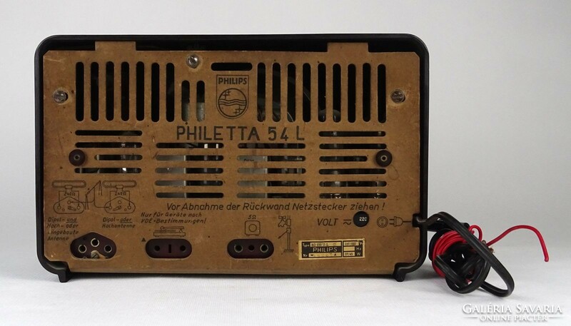1N341 Antik Philips Philetta 54L csöves bakelitházas rádió 1954