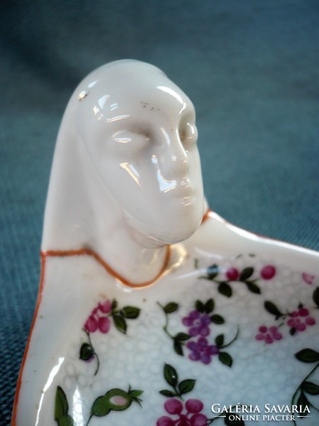 Régi Art Deco Női Fejes Drasche Porcelán Hamutál