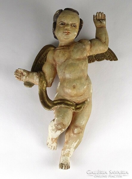 1N342 antique carved baroque putto angel wall decoration 44 cm ~ around 1800