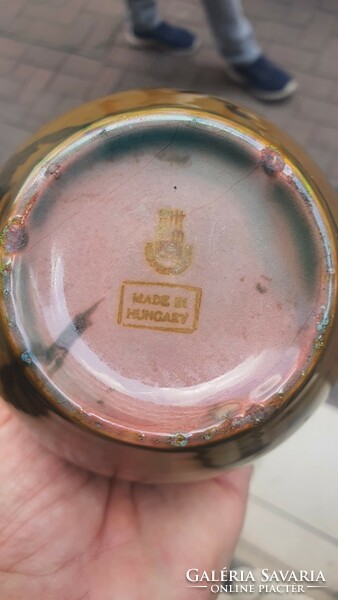 Zsolnay eozin mázas porcelán váza, ritkaság, 16 cm-es.