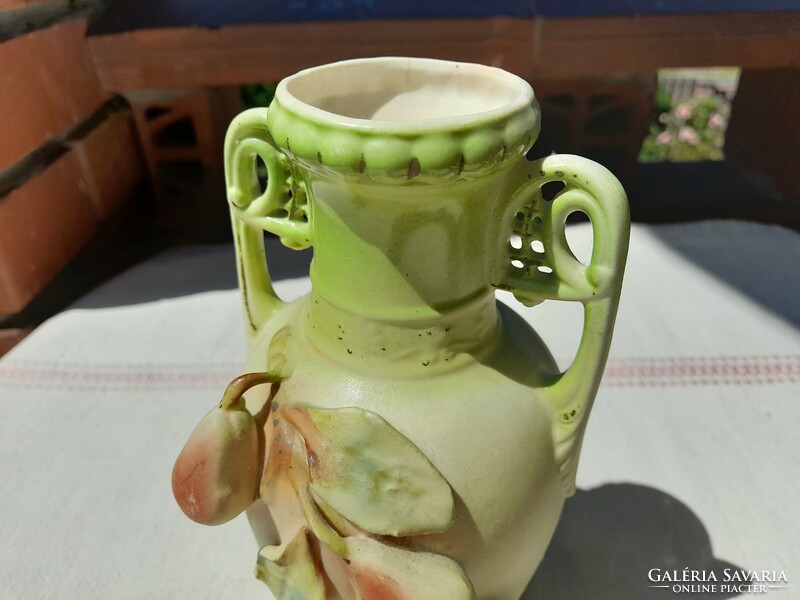 Antique Art Nouveau majolica pear vase