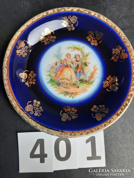 Antik Jelenetes Ilmenau kék-arany kis tál, tányér /401/