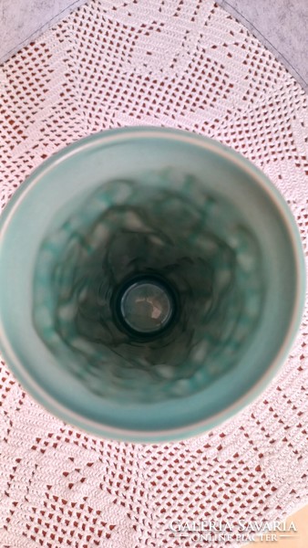 Zsolnay earthenware, underglaze vintage glass, unmarked, wear on the bottom, min. Chip, 16 x 8.5 cm
