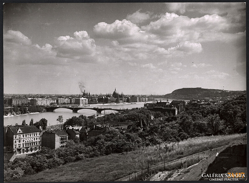 Larger size, photographic artwork by István Szendrő, panorama of Budapest from the period before 1945,