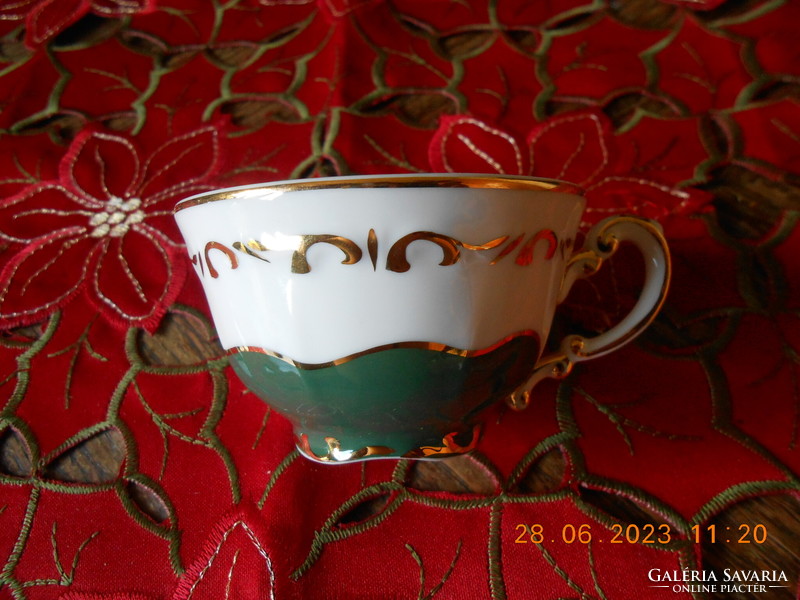 Zsolnay zöld Pompadour III-as kávés csésze