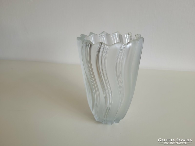 Régi üvegváza vastagfalú art deco jellegű váza 20 cm
