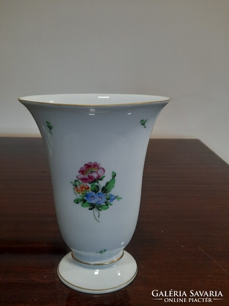 Herend oval porcelain vase with flower pattern