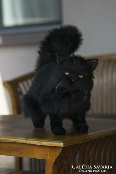 Lifelike black Persian cat plush, realistic Halloween decoration black cat plush animal