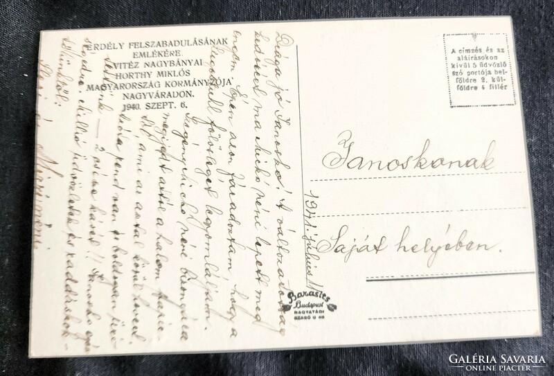 Liberation of Transylvania 1940 Cluj Cluj entry period postcard Governor Miklós Horthy