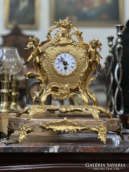 Antique style baroque putto table - fireplace clock