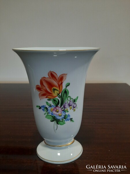 Herendi virágmintás ovális porcelán váza