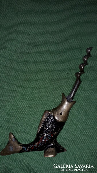 Antique fish figured copper extremely rare manual corkscrew as shown in the pictures
