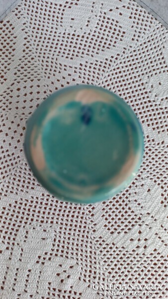 Zsolnay fajansz, alapmázas szüretelő pohár, jelzetlen,alján kopás, min.lepattanás, 16 X 8,5 cm