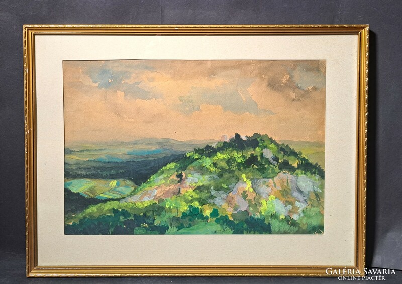 Between mountains - Subcarpathians? 1968, marked Zich - beautiful, colorful watercolor