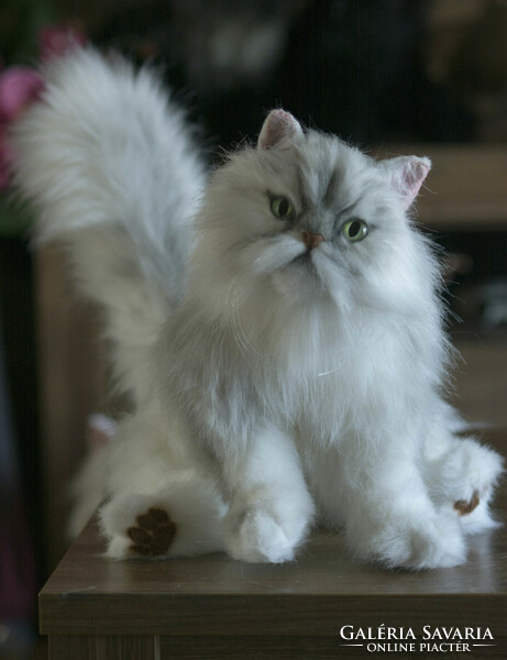 Élethű perzsa macska plüss portré, realisztikus perzsa cica plüss replika rendelésre