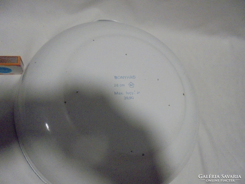 Old bird enamel bowl with a folk motif - for folk decoration