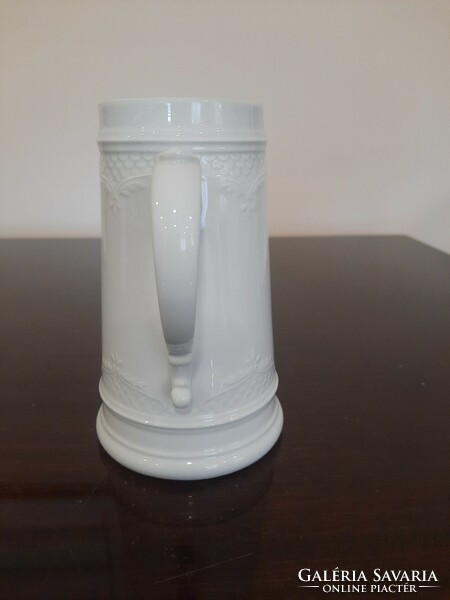 White Herend porcelain beer mug, glass