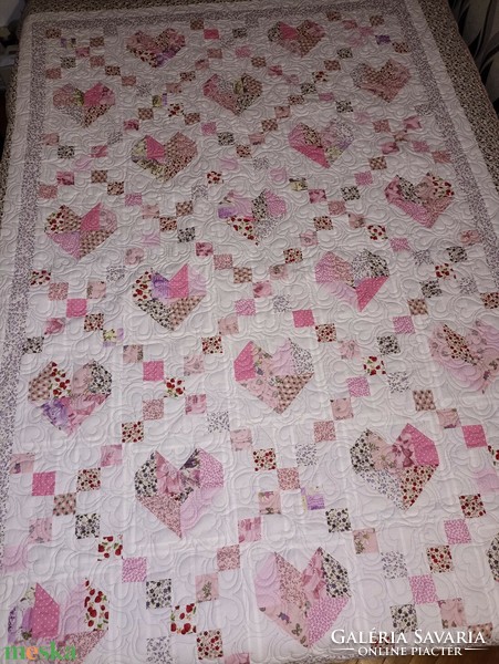 Szívek és szélkerekek patchwork takaró (Egyedi darab)