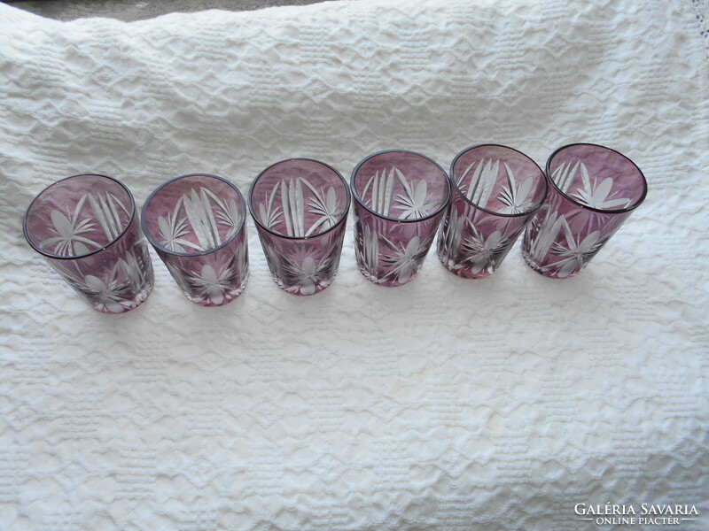 6 Polished purple short drink glasses