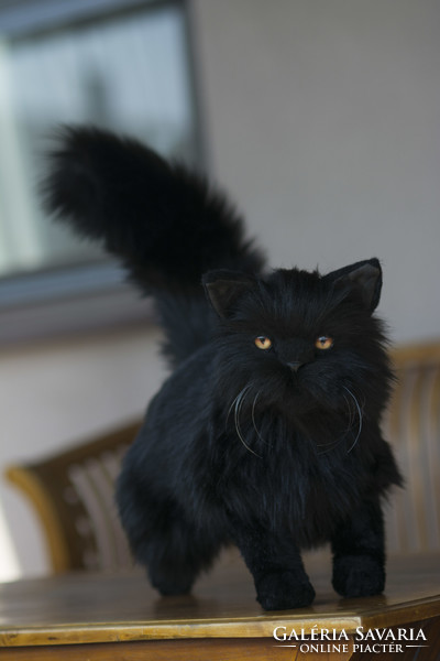 Lifelike black Persian cat plush, realistic Halloween decoration black cat plush animal