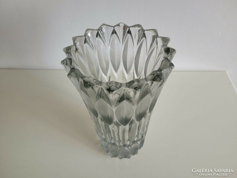 Régi nagy méretű üvegváza vastagfalú art deco jellegű üveg váza 30 cm