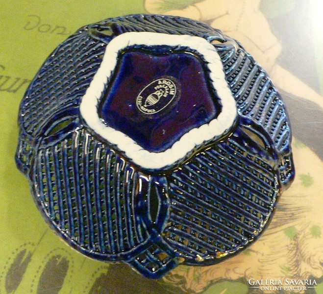 Argsim Porcelán Kobaltkék Rácsos Kínáló Tálka