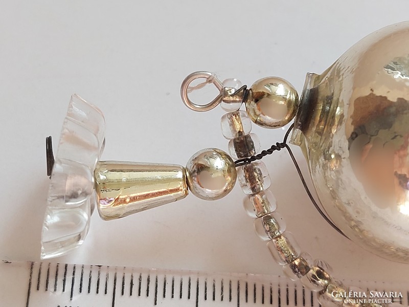 Régi üveg karácsonyfadísz ezüst asztali Földgömb alakú üvegdísz