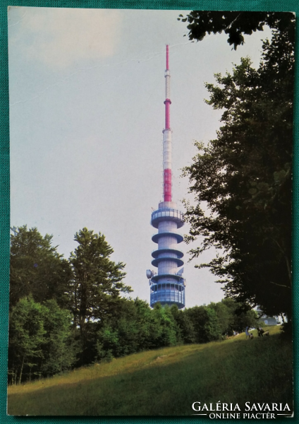 Blue roof, TV tower, postcard, 1984