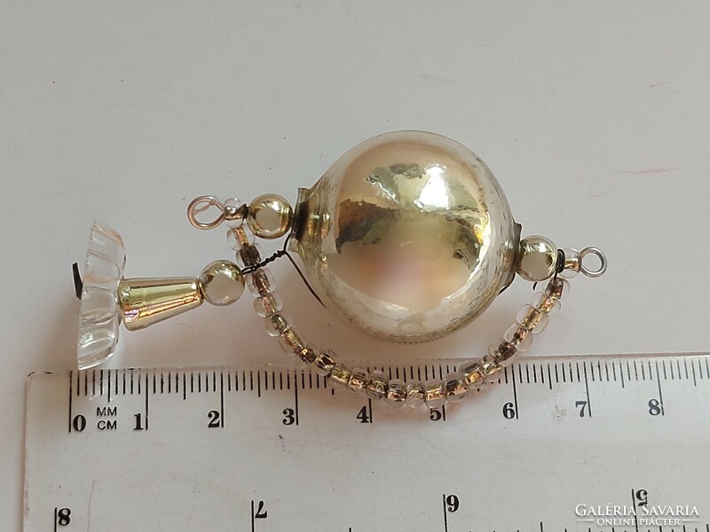 Old glass Christmas tree ornament silver table globe shaped glass ornament