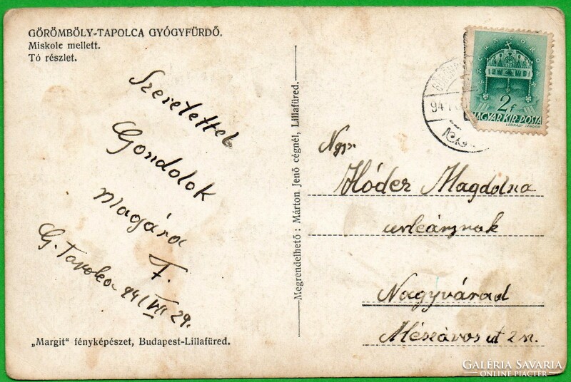 C - 017 Futott magyar képeslap   Görömböly Tapolca gyógyfürdő  1941