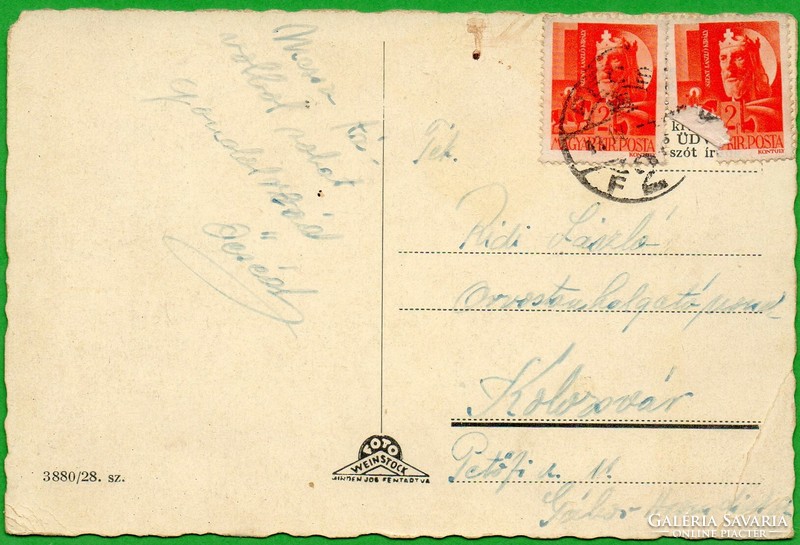 C - 073 Futott magyar képeslap   Pécs   1943  (Weinstock fotó)