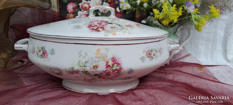 Antique poppy flower soup bowl