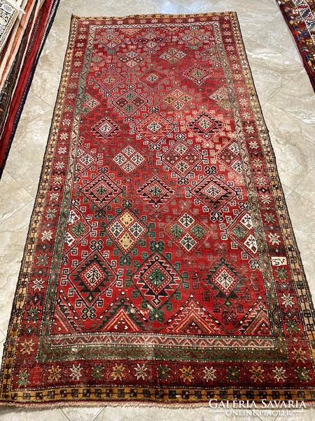 Antique Iranian hand knot. Persian carpet 277x134