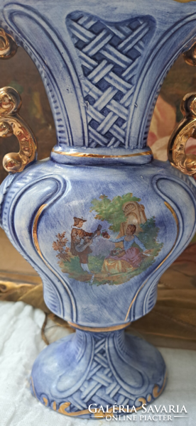 Olasz jelenetes kerámia kaspó- váza