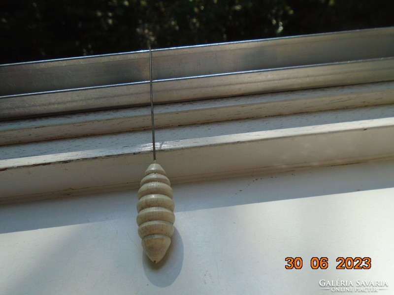 Spectacular large vintage hat pin with a white beehive wooden bead