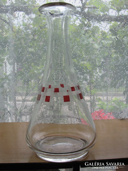 Antique art deco patterned serving glass, bottle, 1/l