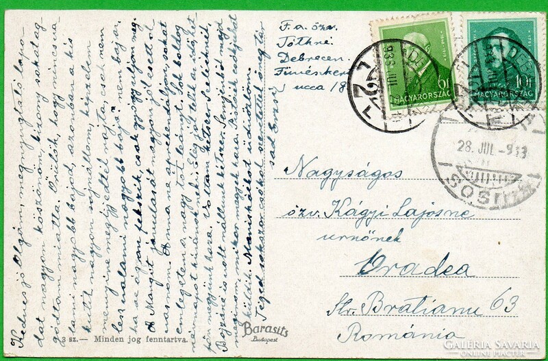 C - 022 Futott magyar képeslap   Debreczen  1933  (Barasits fotó)