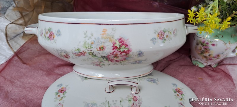 Antique poppy flower soup bowl