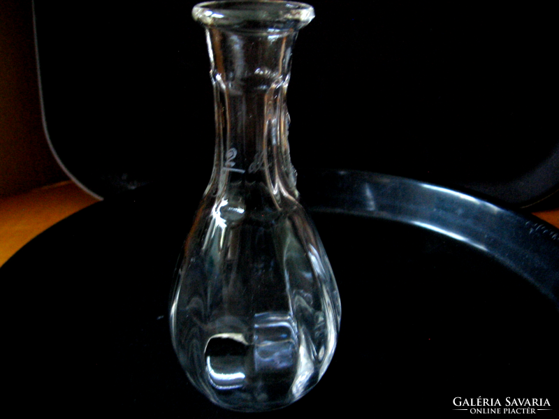 Antik koronás címeres porciós palack, üveg, 2 dl kalibrálva, KJA 36-26