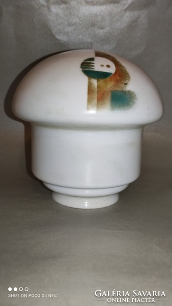 Art Deco Spritzdekor mennyezeti lámpa üveg burával fém szerelékkel