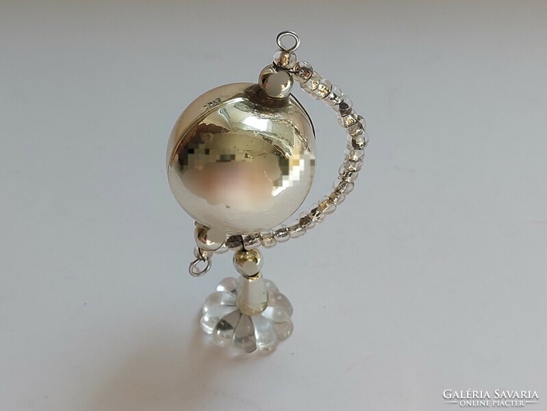 Old glass Christmas tree ornament silver table globe shaped glass ornament