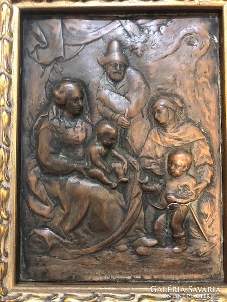 XVIII. századi bronz falikép, 18 x 20 cm-es gyönyörűség.